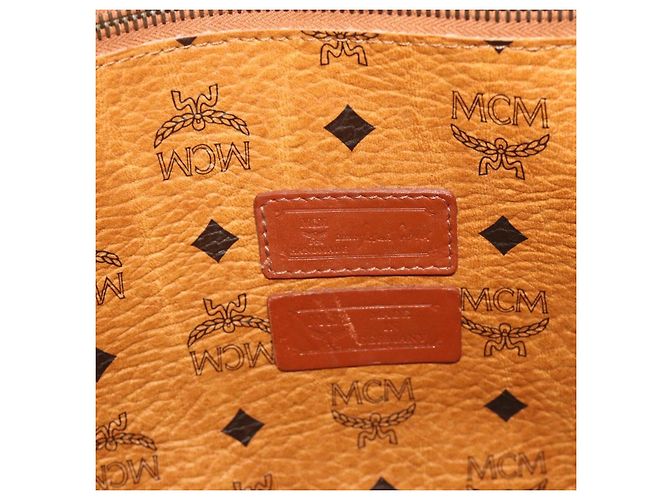 MCM Vicetos Logogram Tote Bag PVC Leather Brown Gold Auth BA12272 Golden - view 16