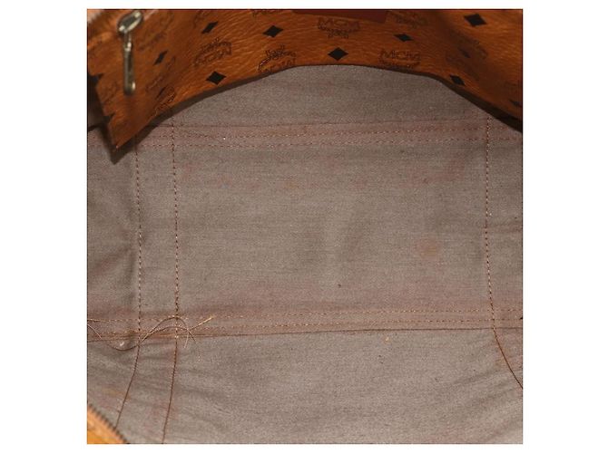 MCM Vicetos Logogram Tote Bag PVC Leather Brown Gold Auth BA12272 Golden - view 17