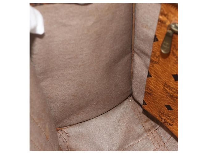 MCM Vicetos Logogram Tote Bag PVC Leather Brown Gold Auth BA12272 Golden - view 19