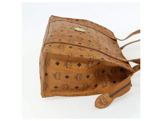MCM Vicetos Logogram Tote Bag PVC Leather Brown Gold Auth BA12272 Golden - view 5