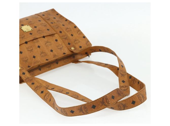 MCM Vicetos Logogram Tote Bag PVC Leather Brown Gold Auth BA12272 Golden - view 7