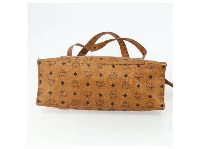 MCM Vicetos Logogram Tote Bag PVC Leather Brown Gold Auth BA12272 Golden - view 9