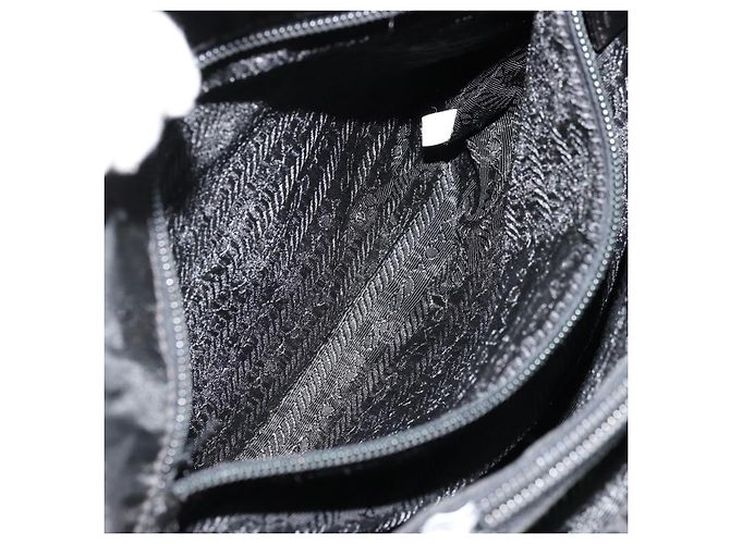 PRADA Borsa a mano in nylon nero argento Auth bs34479 - vista 22