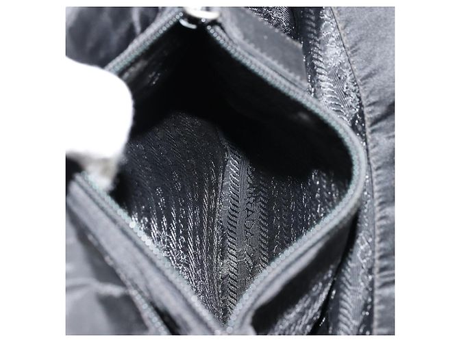 PRADA Borsa a mano in nylon nero argento Auth bs34479 - vista 24