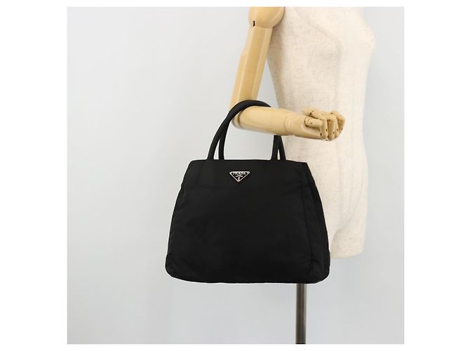 PRADA Borsa a mano in nylon nero argento Auth bs34479 - vista 25