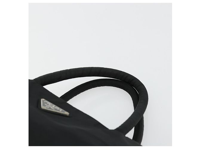 PRADA Borsa a mano in nylon nero argento Auth bs34479 - vista 8