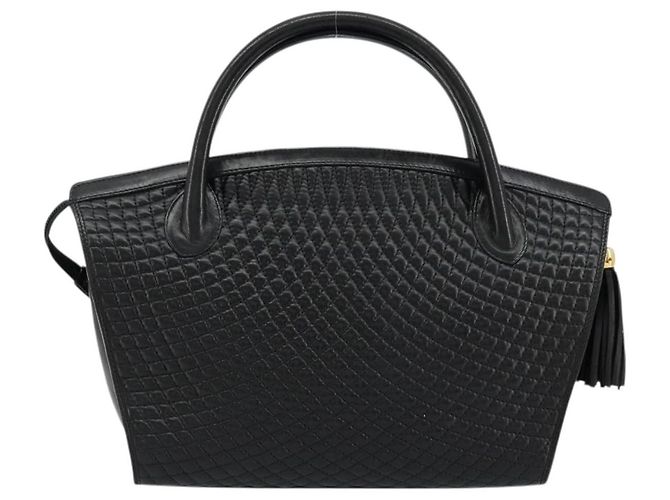 BALLY Borsa a mano trapuntata in pelle nera e dorata Auth bs34746 Nero D'oro - vista 3