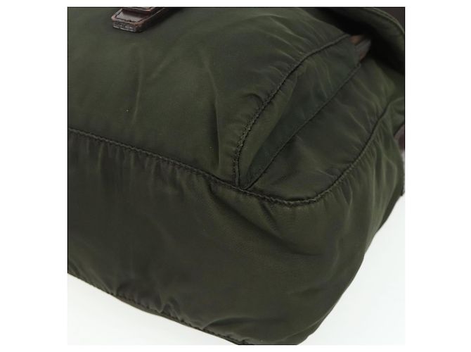 PRADA Schultertasche Nylon Khaki Silber Authentisch bs34648 - vista 10