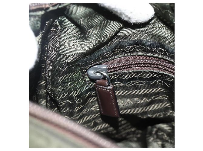 PRADA Schultertasche Nylon Khaki Silber Authentisch bs34648 - vista 26