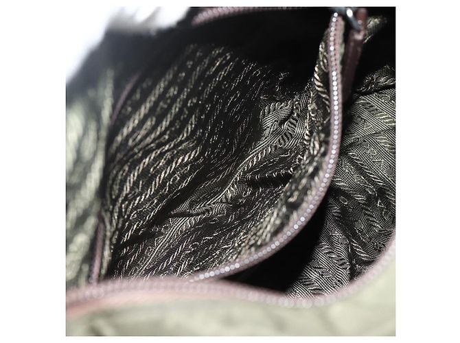PRADA Schultertasche Nylon Khaki Silber Authentisch bs34648 - vista 27