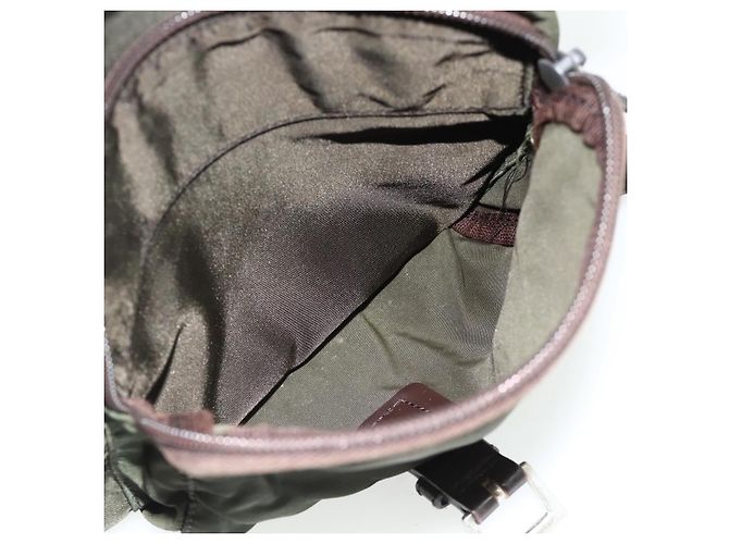 PRADA Schultertasche Nylon Khaki Silber Authentisch bs34648 - vista 28