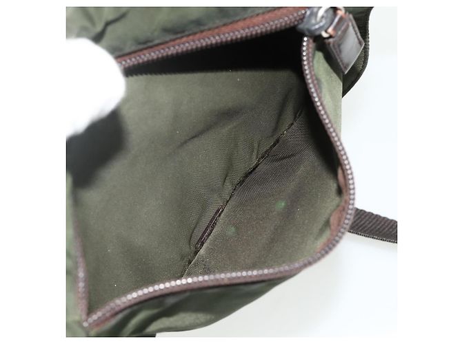 PRADA Schultertasche Nylon Khaki Silber Authentisch bs34648 - vista 29