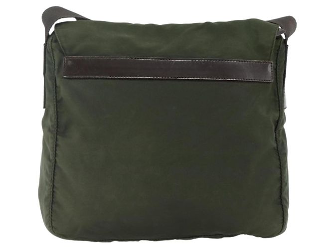 PRADA Schultertasche Nylon Khaki Silber Authentisch bs34648 - vista 3