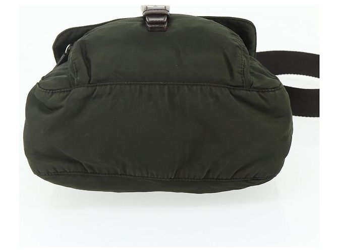 PRADA Schultertasche Nylon Khaki Silber Authentisch bs34648 - vista 9
