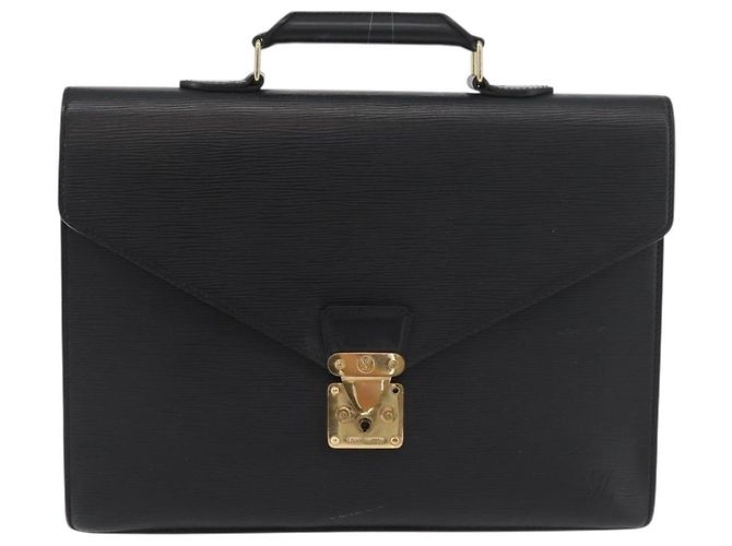 LOUIS VUITTON Pasta de Negócios Epi Preta M54422 LV Auth BA12072 Preto - vista 13