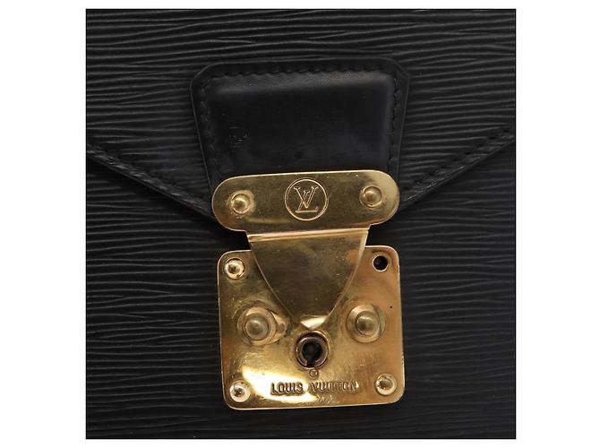 LOUIS VUITTON Pasta de Negócios Epi Preta M54422 LV Auth BA12072 Preto - vista 18