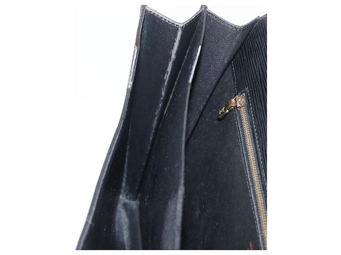 LOUIS VUITTON Pasta de Negócios Epi Preta M54422 LV Auth BA12072 Preto - vista 24