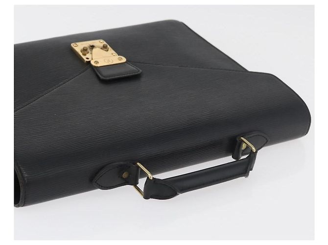 LOUIS VUITTON Pasta de Negócios Epi Preta M54422 LV Auth BA12072 Preto - vista 6
