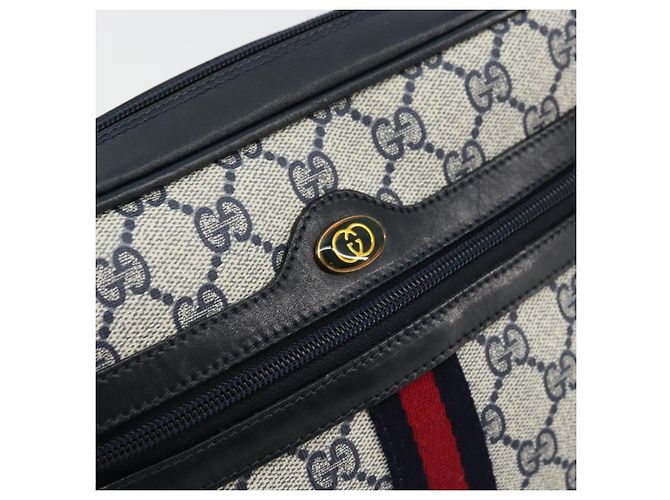 Bolso de Hombro Gucci GG Supreme Sherry Line PVC Marino Dorado 010 378 Auth 176374 Azul marino - vista 14