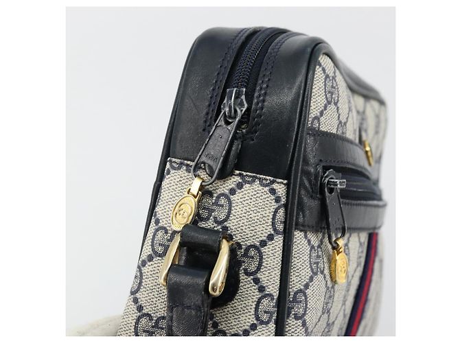 Bolso de Hombro Gucci GG Supreme Sherry Line PVC Marino Dorado 010 378 Auth 176374 Azul marino - vista 15