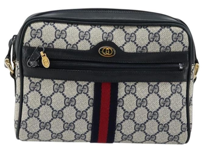 Bolso de Hombro Gucci GG Supreme Sherry Line PVC Marino Dorado 010 378 Auth 176374 Azul marino - vista 2