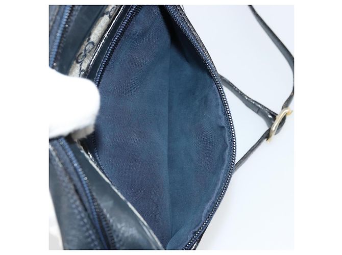 Bolso de Hombro Gucci GG Supreme Sherry Line PVC Marino Dorado 010 378 Auth 176374 Azul marino - vista 21