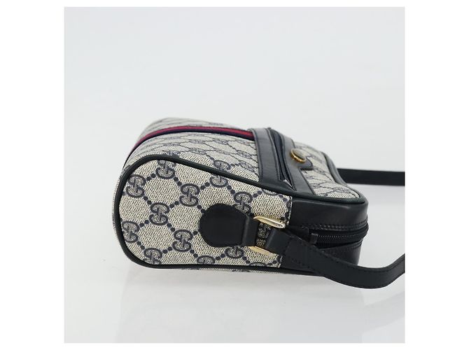 Bolso de Hombro Gucci GG Supreme Sherry Line PVC Marino Dorado 010 378 Auth 176374 Azul marino - vista 4