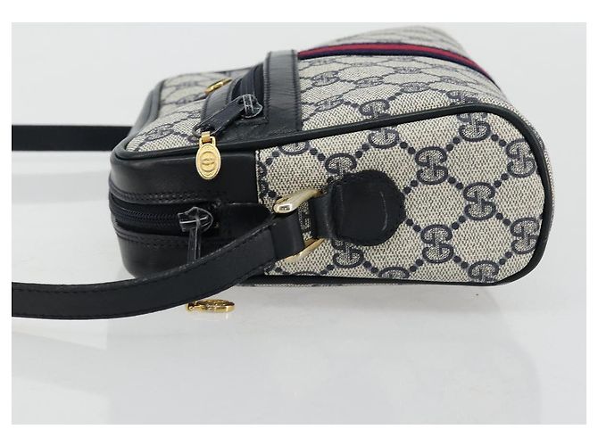 Bolso de Hombro Gucci GG Supreme Sherry Line PVC Marino Dorado 010 378 Auth 176374 Azul marino - vista 5