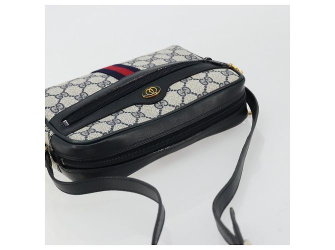 Bolso de Hombro Gucci GG Supreme Sherry Line PVC Marino Dorado 010 378 Auth 176374 Azul marino - vista 6