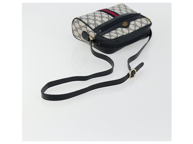 Bolso de Hombro Gucci GG Supreme Sherry Line PVC Marino Dorado 010 378 Auth 176374 Azul marino - vista 7