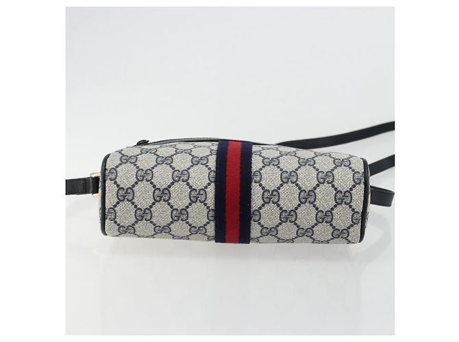 Bolso de Hombro Gucci GG Supreme Sherry Line PVC Marino Dorado 010 378 Auth 176374 Azul marino - vista 9