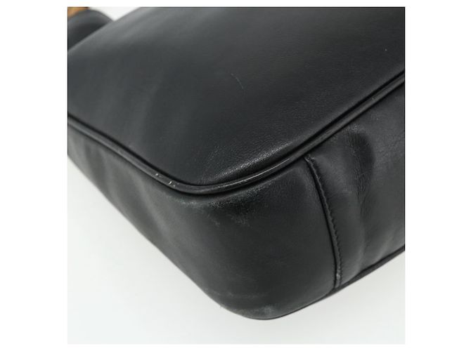 Borsa a mano in pelle Gucci Bamboo nera e oro 001 2404 Auth ep14183 Schwarz Golden - Ansicht 11