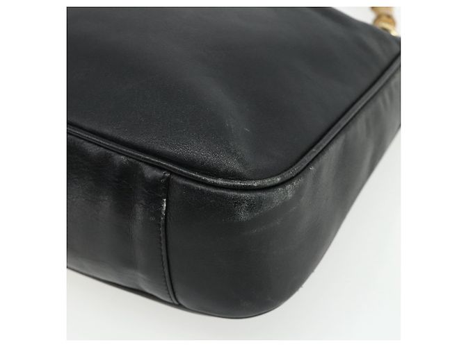 Borsa a mano in pelle Gucci Bamboo nera e oro 001 2404 Auth ep14183 Schwarz Golden - Ansicht 12