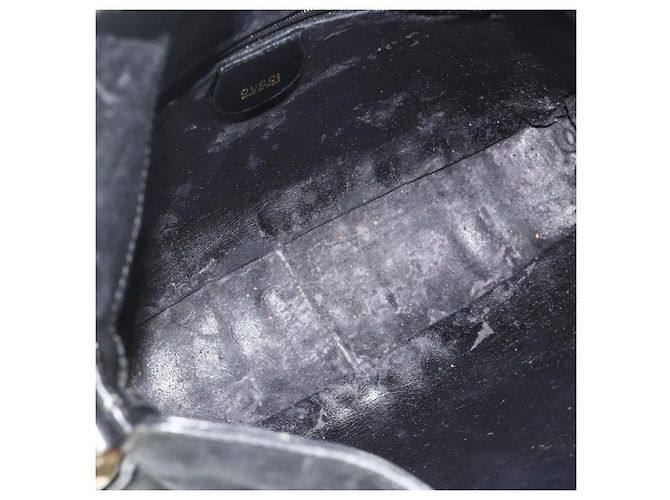 Borsa a mano in pelle Gucci Bamboo nera e oro 001 2404 Auth ep14183 Schwarz Golden - Ansicht 15
