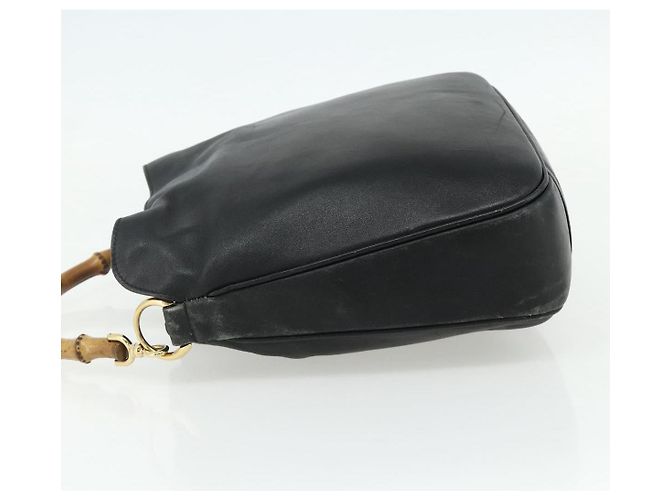 Borsa a mano in pelle Gucci Bamboo nera e oro 001 2404 Auth ep14183 Schwarz Golden - Ansicht 4