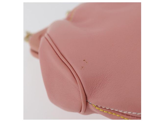 Pochette in pelle Gancini Chain di Salvatore Ferragamo, rosa e oro, Auth 176068A D'oro - vista 13