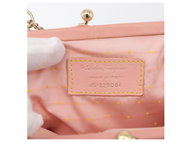 Pochette in pelle Gancini Chain di Salvatore Ferragamo, rosa e oro, Auth 176068A D'oro - vista 16