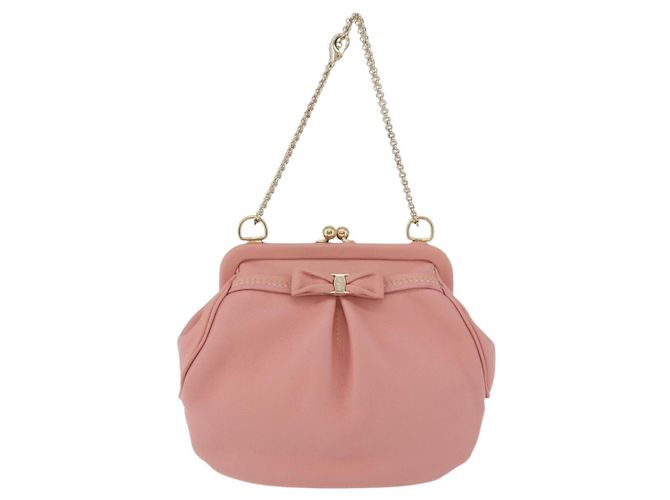 Pochette in pelle Gancini Chain di Salvatore Ferragamo, rosa e oro, Auth 176068A D'oro - vista 2