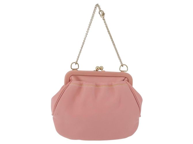Pochette in pelle Gancini Chain di Salvatore Ferragamo, rosa e oro, Auth 176068A D'oro - vista 3