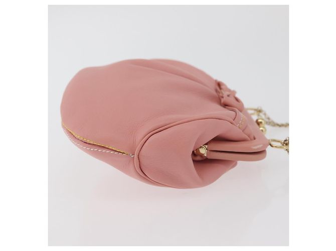 Pochette in pelle Gancini Chain di Salvatore Ferragamo, rosa e oro, Auth 176068A D'oro - vista 4