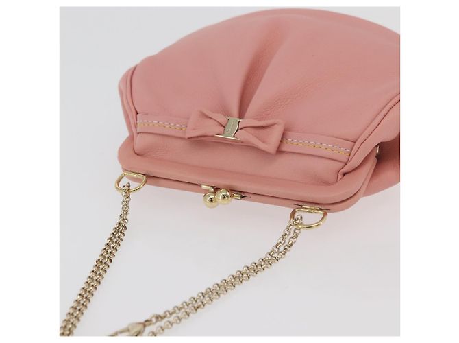 Pochette in pelle Gancini Chain di Salvatore Ferragamo, rosa e oro, Auth 176068A D'oro - vista 6