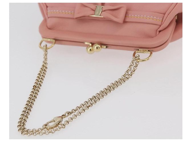 Pochette in pelle Gancini Chain di Salvatore Ferragamo, rosa e oro, Auth 176068A D'oro - vista 7