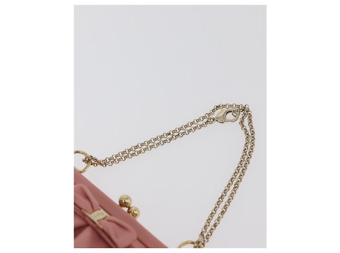 Pochette in pelle Gancini Chain di Salvatore Ferragamo, rosa e oro, Auth 176068A D'oro - vista 8