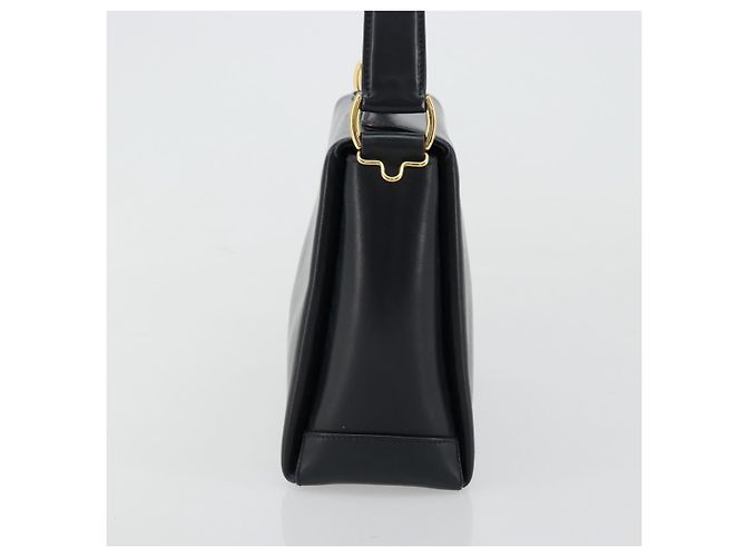 Borsa a mano in pelle Gucci Bamboo blu navy oro Auth ep14132 D'oro - vista 4