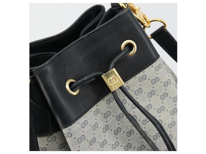 Gucci Borsa a Spalla Micro GG Supreme in PVC Navy Gold 001 58 4793 Auth 176265 D'oro Blu navy - vista 14