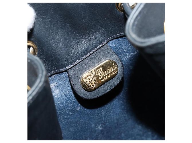 Gucci Borsa a Spalla Micro GG Supreme in PVC Navy Gold 001 58 4793 Auth 176265 D'oro Blu navy - vista 16