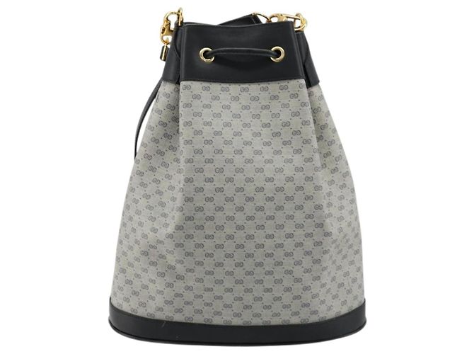 Gucci Borsa a Spalla Micro GG Supreme in PVC Navy Gold 001 58 4793 Auth 176265 D'oro Blu navy - vista 3