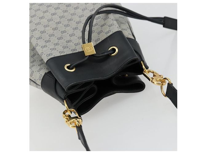 Gucci Borsa a Spalla Micro GG Supreme in PVC Navy Gold 001 58 4793 Auth 176265 D'oro Blu navy - vista 6
