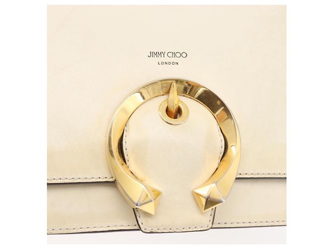 Borsa a spalla in pelle bianca e oro autentica Jimmy Choo BA12336 Bianco D'oro - vista 14