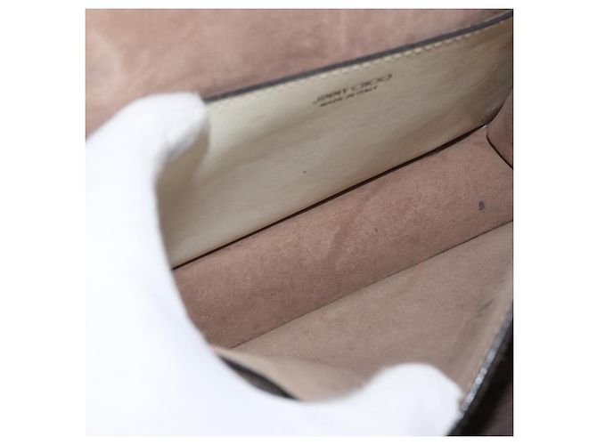 Borsa a spalla in pelle bianca e oro autentica Jimmy Choo BA12336 Bianco D'oro - vista 17